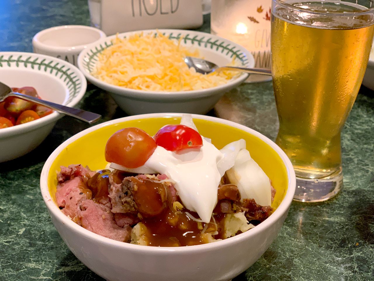 Homemade hot beef sundae