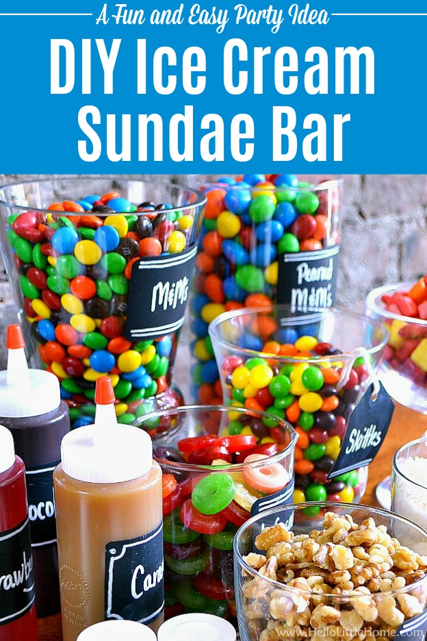 Closeup of toppings for a DIY Ice Cream Sundae Bar.