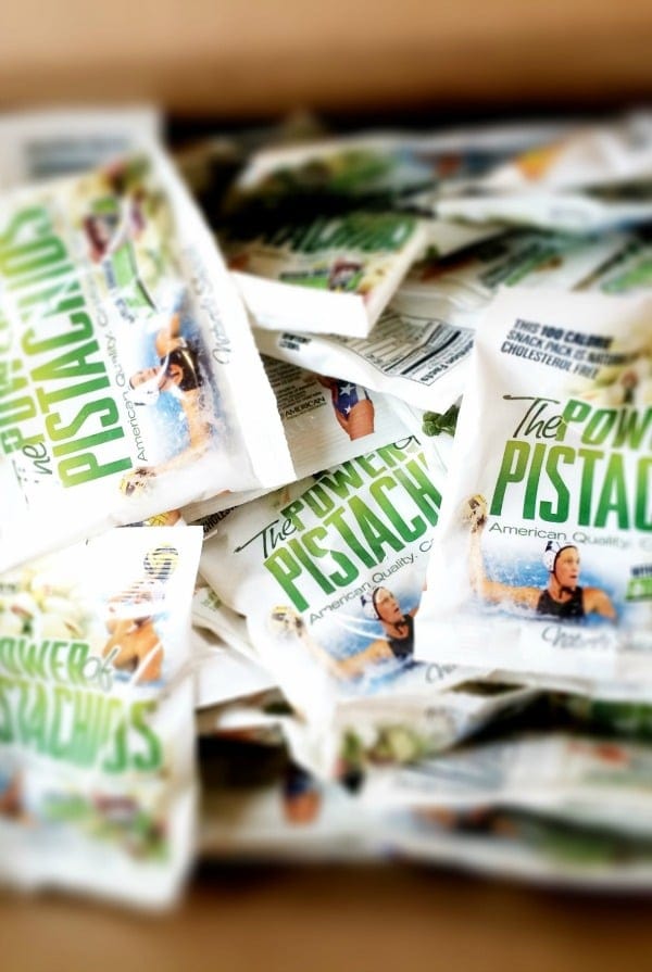 Pistachio Nuts are a delicious healthy snack! Each 100 calorie snack bag has 4 g protein, 2 g fiber, and is rich in heart healthy monounsaturated fats + potassium. Yum!