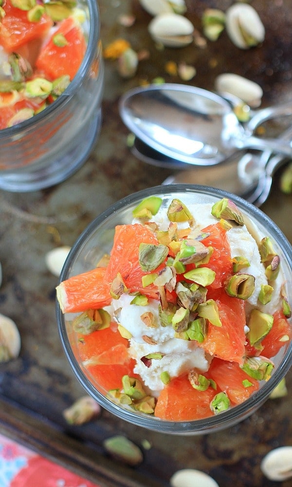 Orange Cardamom Pistachio Ice Cream Sundaes