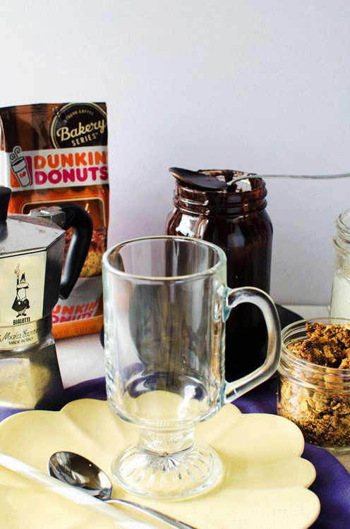 Coffee Affogato Ice Cream Sundae (Caramel Coffee Cake Flavor) 12 Coffee Affogato Ice Cream Sundae with Chocolate Fudge and Crunchy Coffee Streusel - Inspired and made with caramel coffee cake flavored coffee from Dunkin' Donuts! It's a cup of coffee with a side of delicious indulgence. #DunkinAtHome