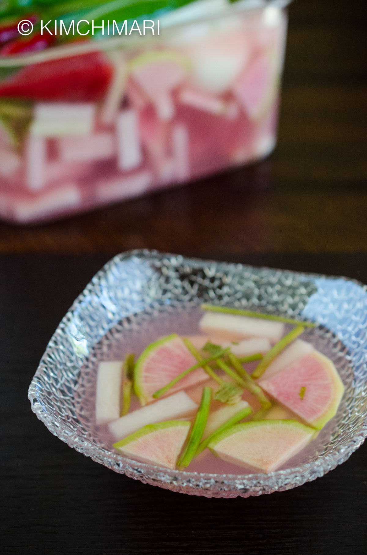 Radish Water Kimchi - Mul Kimchi with Minari and Watermelon Radish
