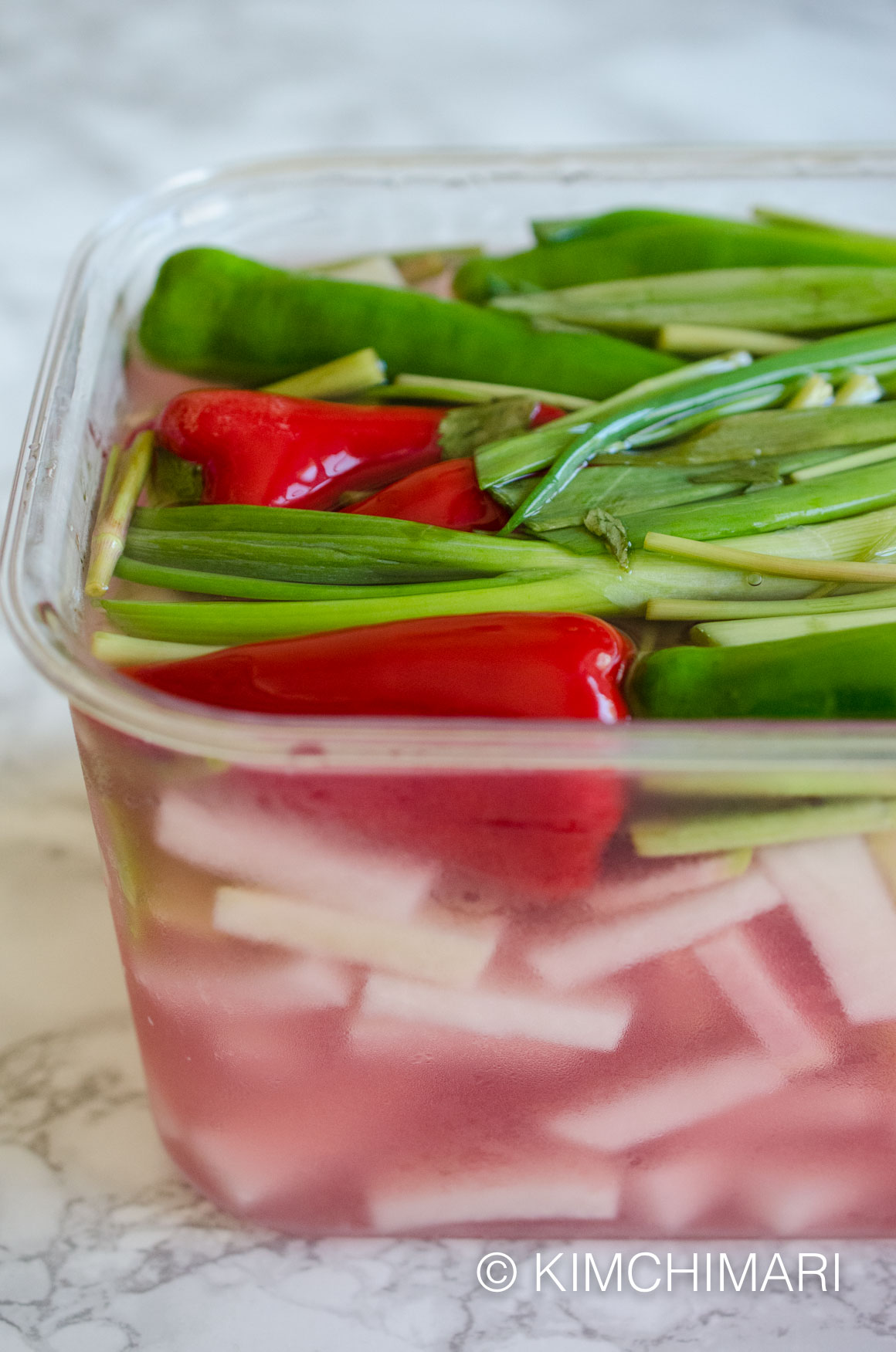Water Kimchi (물김치 Mul Kimchi) with Watermelon Radish 19 Water Kimchi fermented 4 days