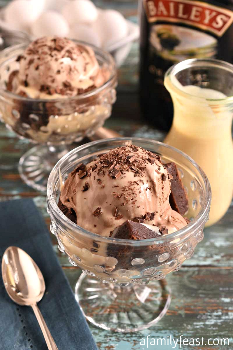 This Brownie Sundae with Bailey’s Sauce is sweet heaven in a bowl! Brownie Sundae with Bailey’s Sauce