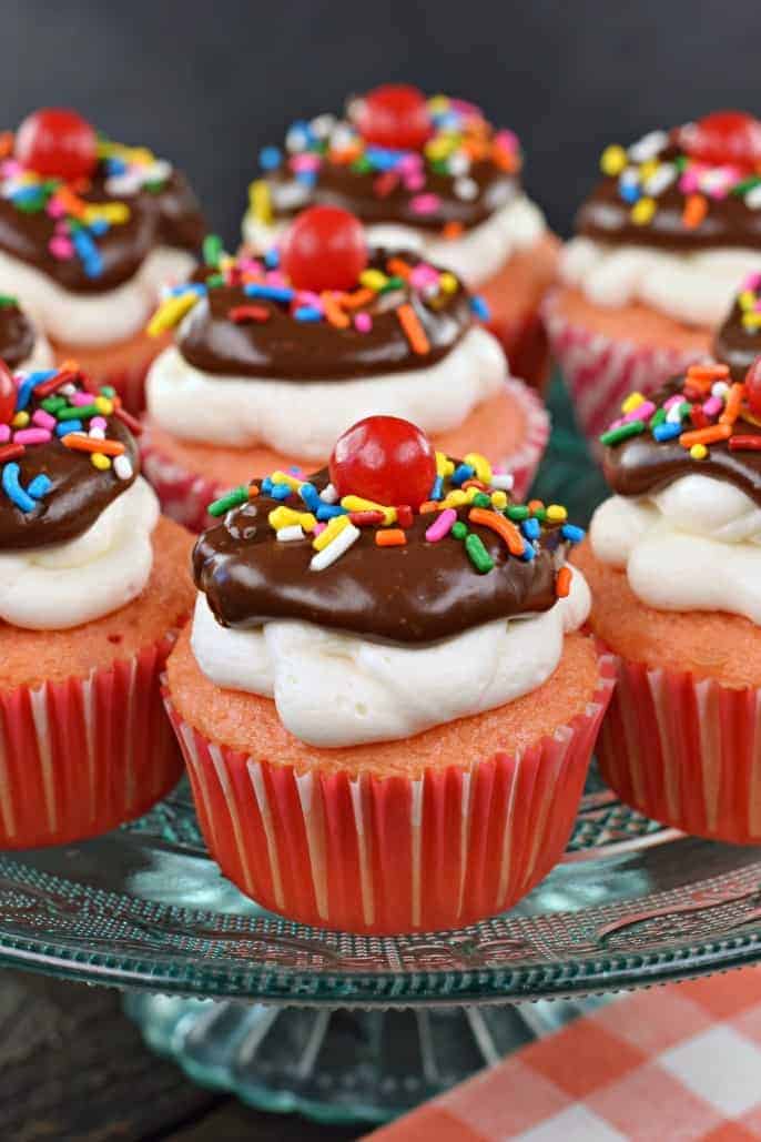 Hot Fudge Sundae Cupcakes