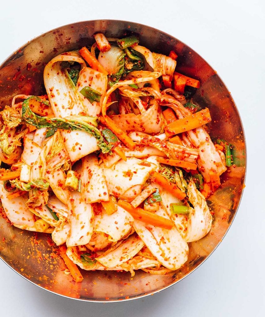 Kimchi 101: How to Make Kimchi (No Fish Sauce) 23 Kimchi in a bowl