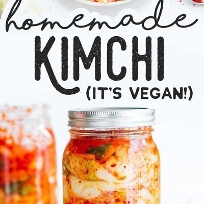 Kimchi 101: How to Make Kimchi (No Fish Sauce) 14 Homemade kimchi in a mason jar with white background