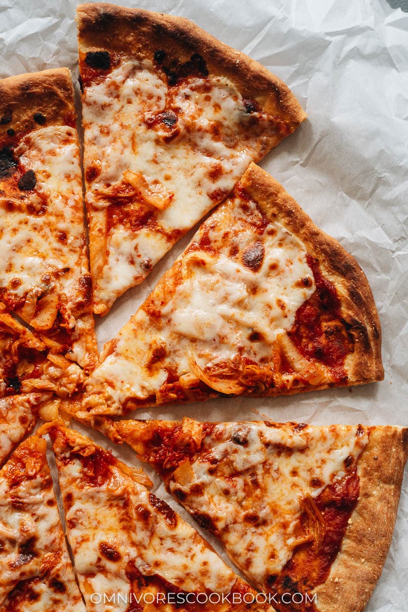 Easy Kimchi Pizza 10 Homemade kimchi pizza close-up