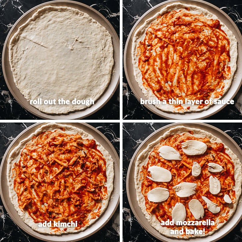 Easy Kimchi Pizza 13 Making kimchi pizza step-by-step