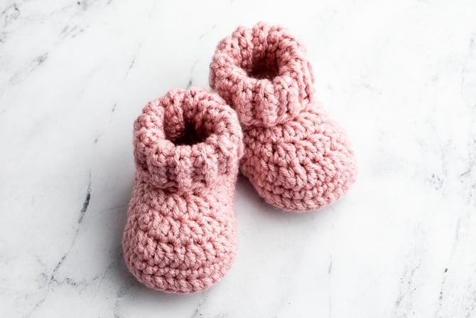 Classic Crochet Baby Booties with Folded Cuff – Free Pattern 26 cuffed baby booties 5 2