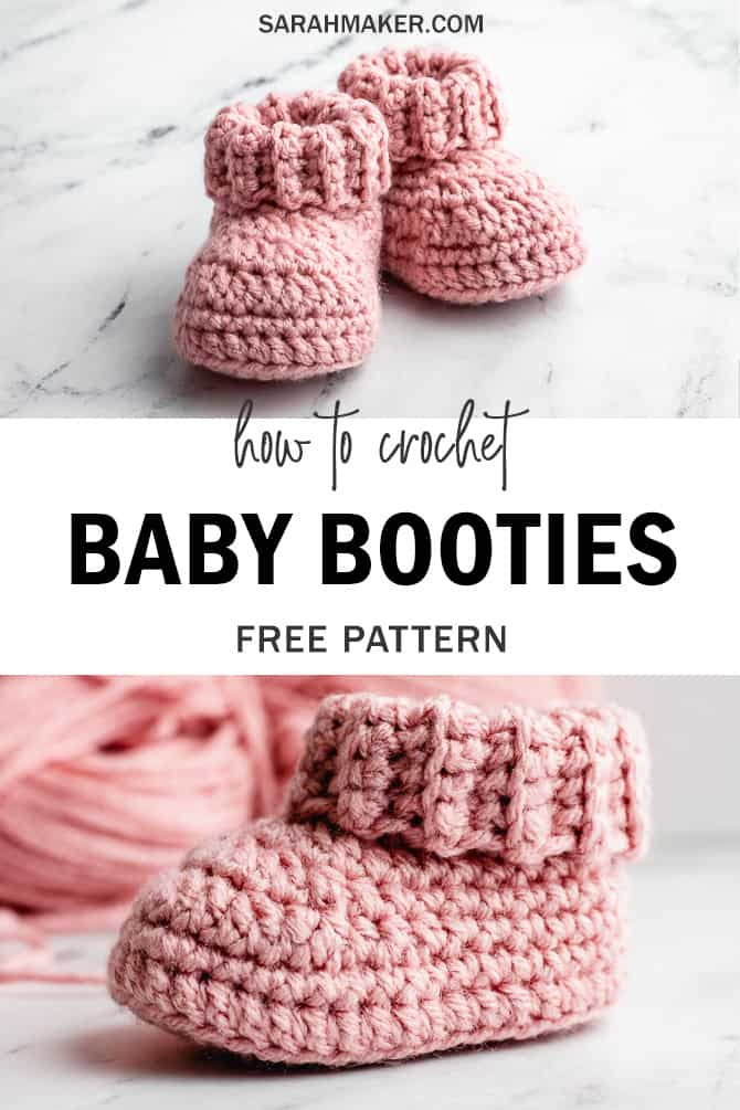 Classic Crochet Baby Booties with Folded Cuff – Free Pattern 31 cuffed baby booties pin3