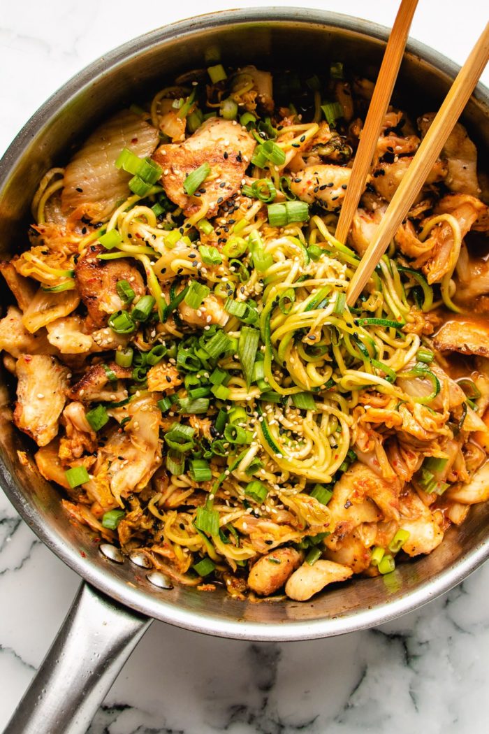 Kimchi Chicken Stir-Fry Noodle Bowl