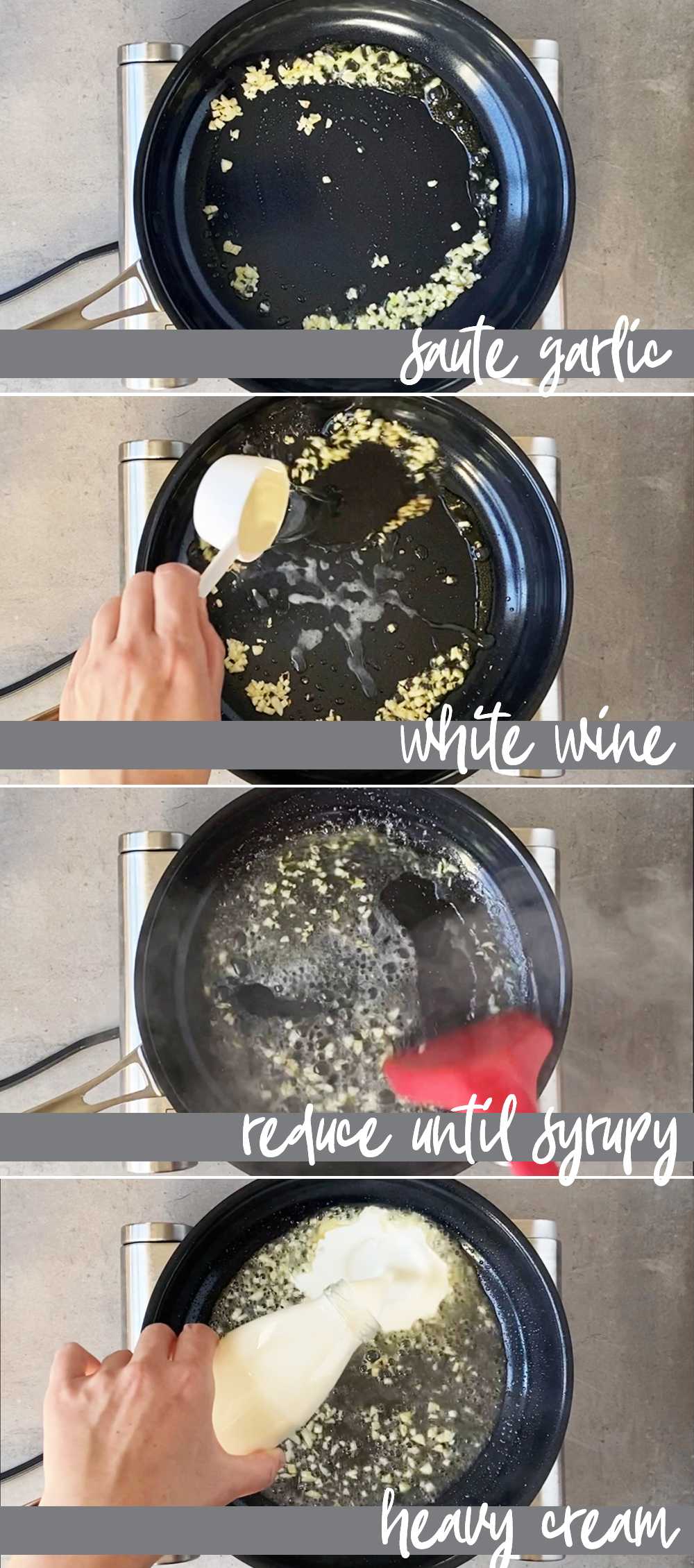 Step by step workflow for creamy shrimp sauce - part 1 