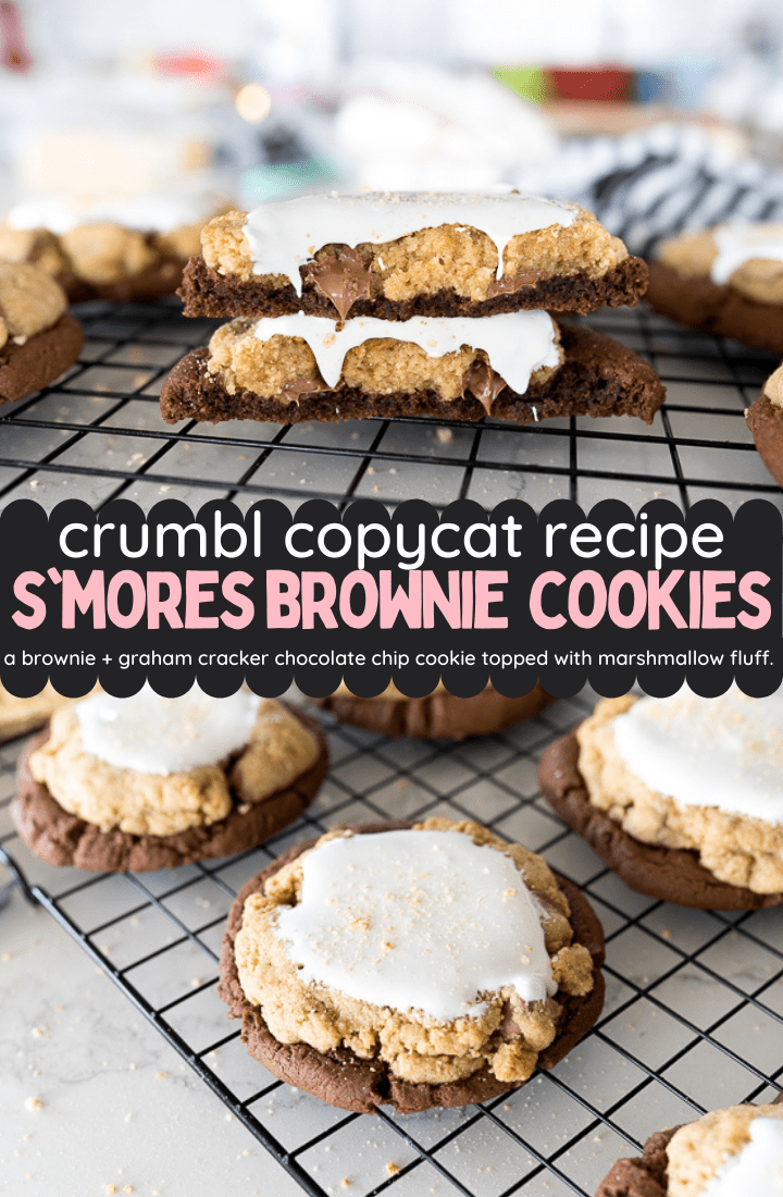 S'mores Brownie Cookie (Crumbl Copycat) - Cooking With Karli 15 pin image for Crumbl's smores brownie cookie