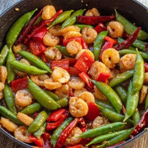Shrimp with Garlic Sauce (Quick & Easy Chinese Take-out Stir Fry) 21 Shrimp with garlic sauce in pan.