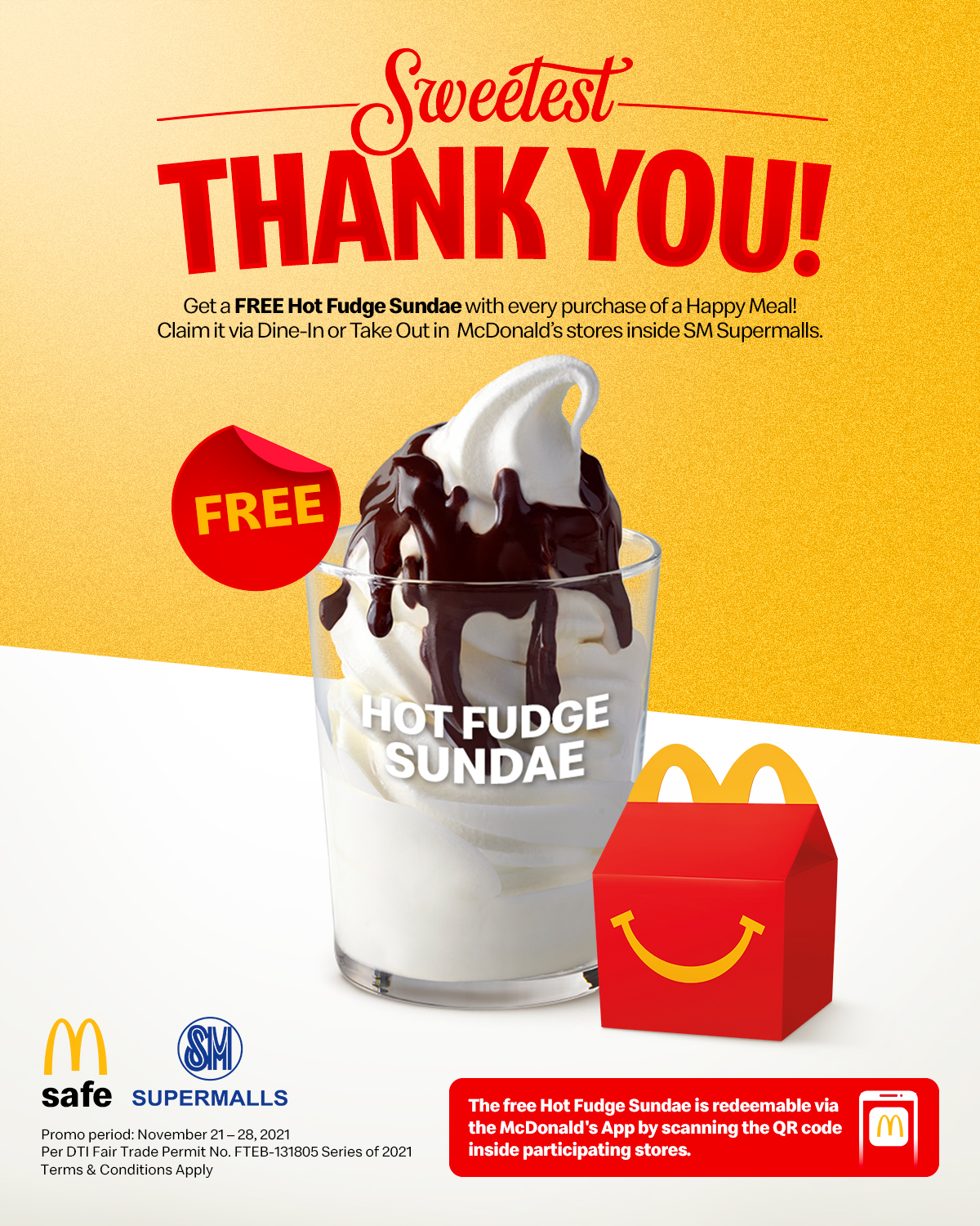 McDonald’s – FREE Hot Fudge Sundae Promo 3 mcdo free hot fudge promo 2021 poster