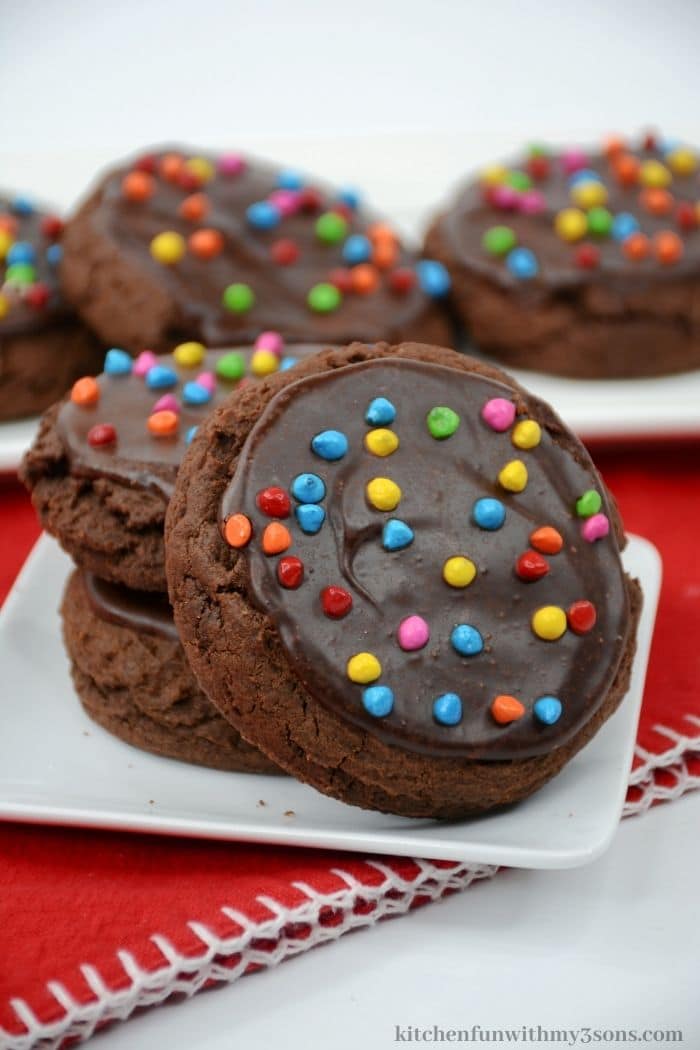 The cosmic cookies on a white plate.