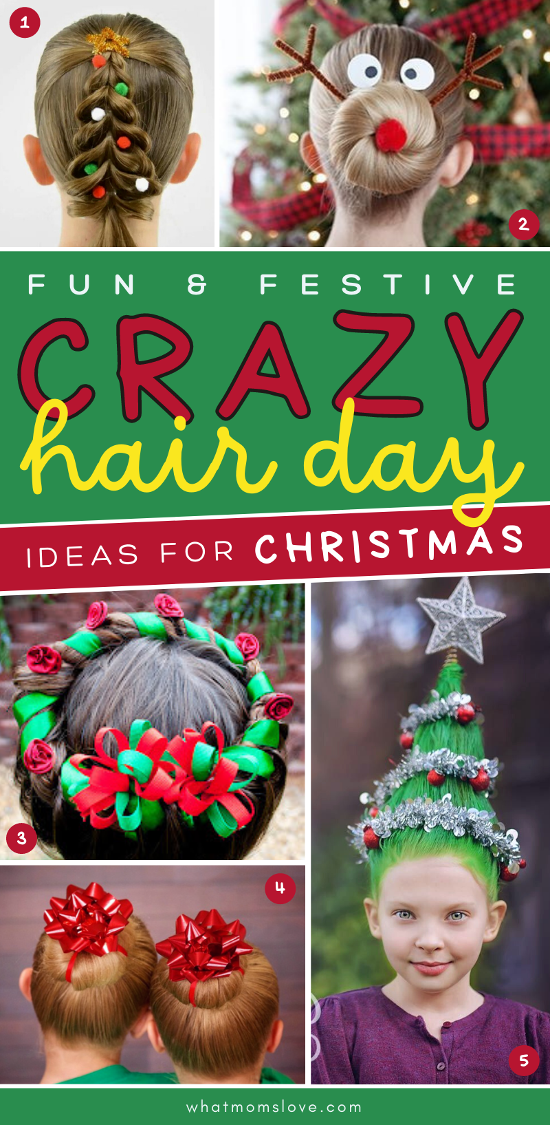 Crazy Hair Day Festive Holiday Hairstyle Ideas for Christmas for Girls