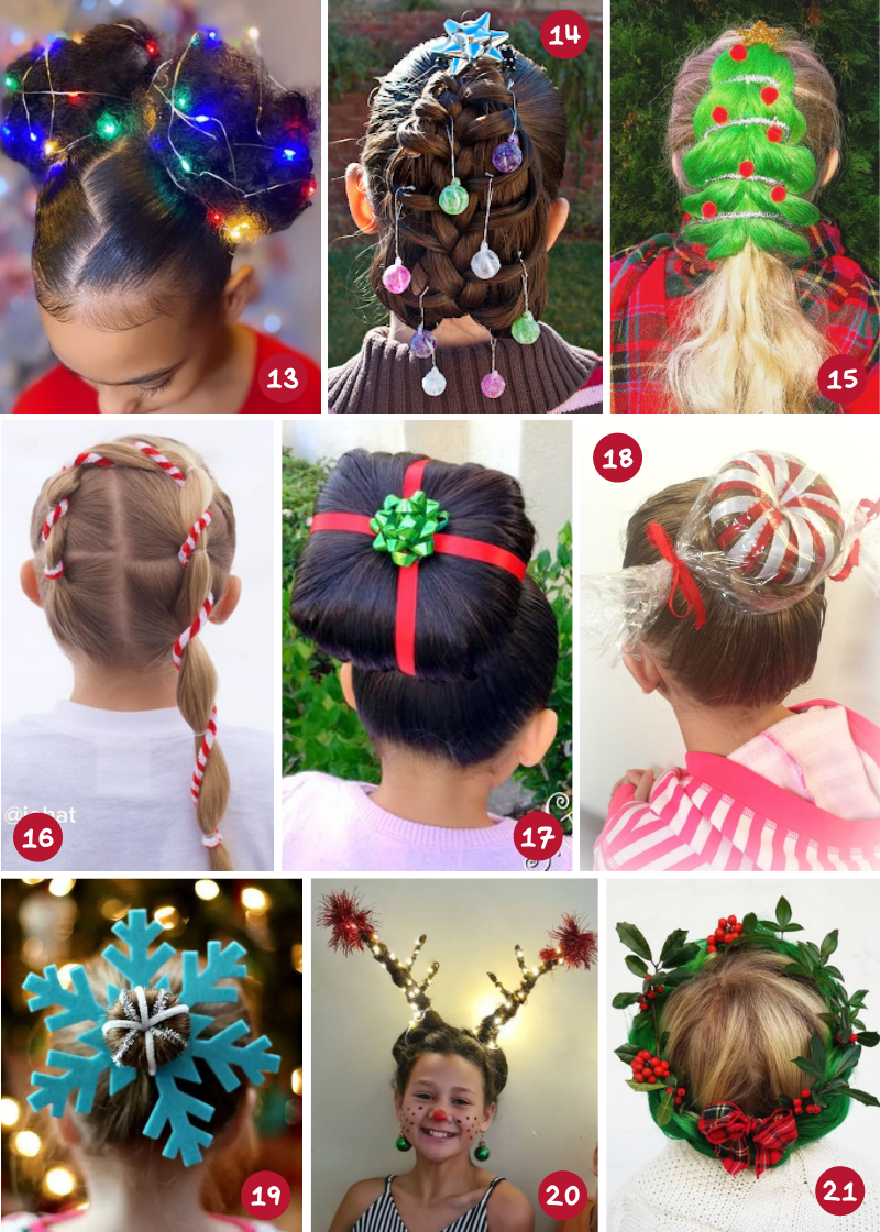 Crazy Hair Day Ideas for Christmas Holidays girls 3