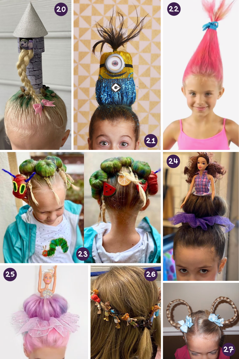 Crazy Hair Day Ideas for Girls 4 characters