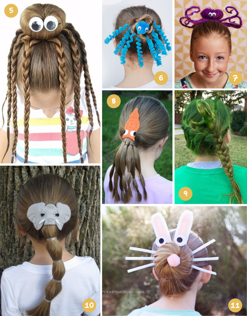 Crazy Hair Day Ideas for Girls Long Hair Animals and Creatures 2