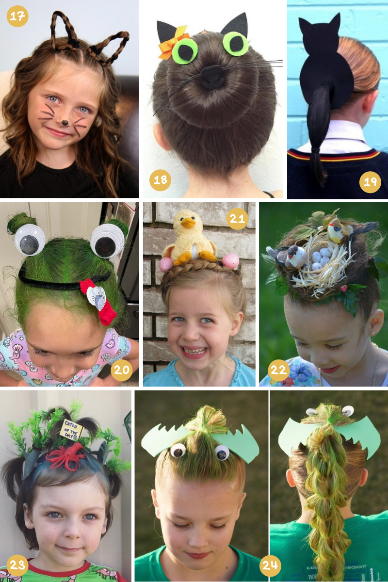 Crazy Hair Day Ideas for Girls Long Hair Animals and Creatures 4