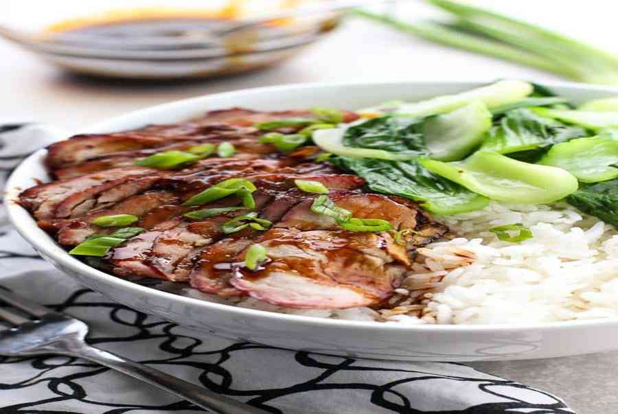 Chinese Barbecue Pork Char Siu And Bok Choy Rice Bowl Hey Review Food 