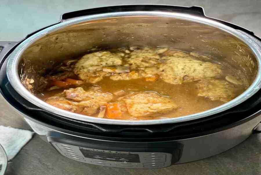 Delicious Pressure Cooker Beef Stew with Dumplings Feisty Tapas Hey