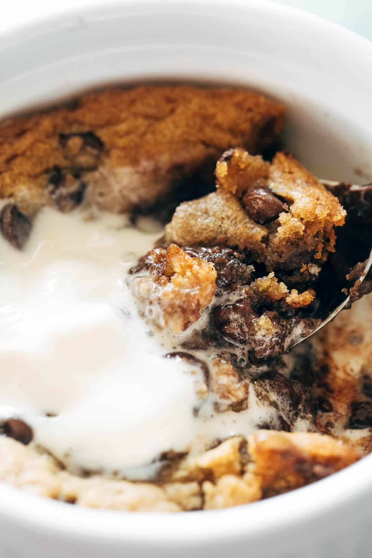 Deep Dish Cookie Bowls for Two 9 Deep dish cookie bowl scooping up ice cream.